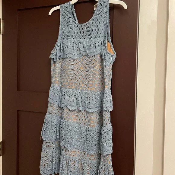 chinese dress ladies Dinah Lace and Satin Maxi Dress / Cornflower Blue | Meshki main image 0